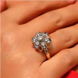 Кольцо 18 р ювелирная бижутерия Итальянское золото (покрытие желтое 14к), вставка: фианиты, цвет: прозрачный, арт.313.381-18