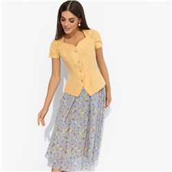 Костюм с юбкой приталенного силуэта, Любовь вне правил (2 в 1, желтый)