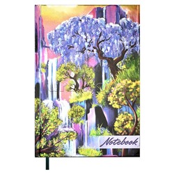 Записная книжка 80л. А6+ "Водопад" твёрдый переплёт, печать по фольге, глянцевая ламин