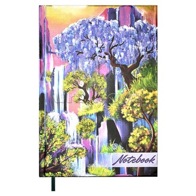 Записная книжка 80л. А6+ "Водопад" твёрдый переплёт, печать по фольге, глянцевая ламин