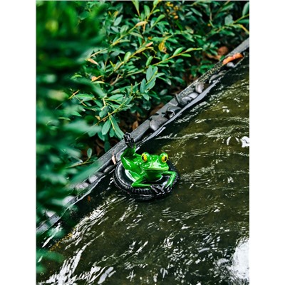 Садовая фигура из полистоуна «Лягушка на шине», 14×13×9.5 см, водоплавающая