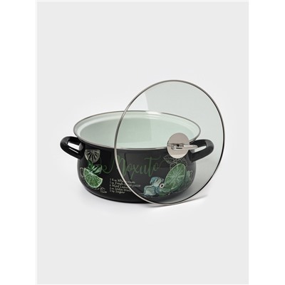 Кастрюля эмалированная «Мохито», 4 л, d=26.1 см, чёрная