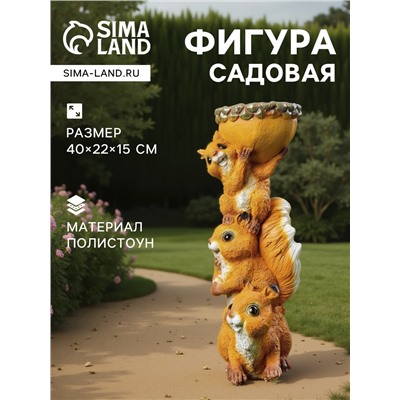 Садовая фигура из полистоуна «Белки с поилкой», 40×22×15 см