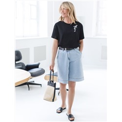 Нарядная футболка с принтом пайетками из премиального хлопка с эластаном