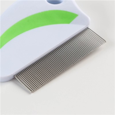 Расчёска малая с нескользящей ручкой, 8×6 см, бело-зелёная