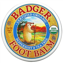 Badger Company, бальзам для ног, перечная мята и чайное дерево, 56 г (2 унции)