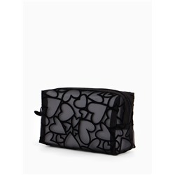 Косметичка квадратная Black beauty, с рисунком, на молнии, чёрная