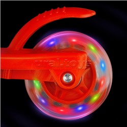 Самокат трёхколёсный ROCKET колёса световые PU, цвет красный