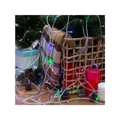 Гирлянда «Нить» 20 м, IP20, прозрачная нить, 200 LED, 8 режимов, 220 В, свечение мульти