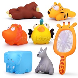 Набор игрушек для ванны с сачком "Сафари", 7 шт