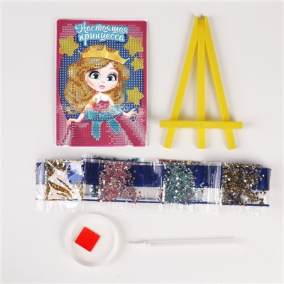 Алмазная мозаика с частичным заполнением на подставке для детей «Настоящая принцесса», 10×15 см