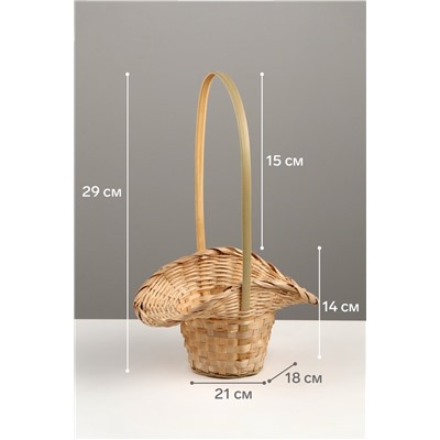 Корзина плетёная, 21×18×14 см, ручка h=15 см, бамбук, натуральный цвет