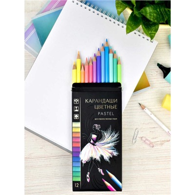 Карандаши для художественных работ 12цв "ПАСТЕЛЬ" 64101 Феникс