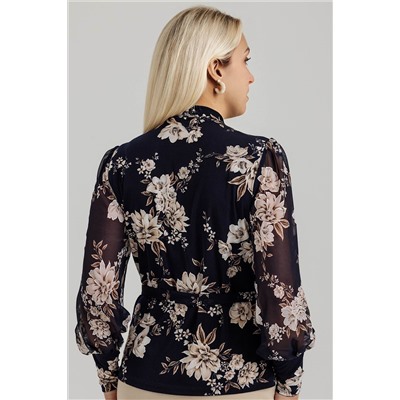 Блузка женская  7010/01/Синий, бежевый