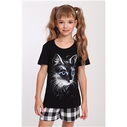 Пижама с шортами для девочки Кот светящийся Арт. ПД-009-070 НАТАЛИ, 1056155
