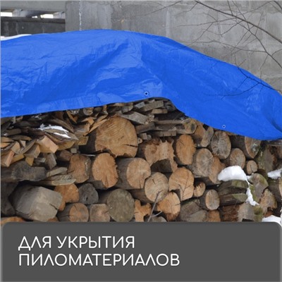 Тент защитный, 6 × 3 м, плотность 180 г/м², УФ, люверсы шаг 1 м, тарпаулин, УФ, синий