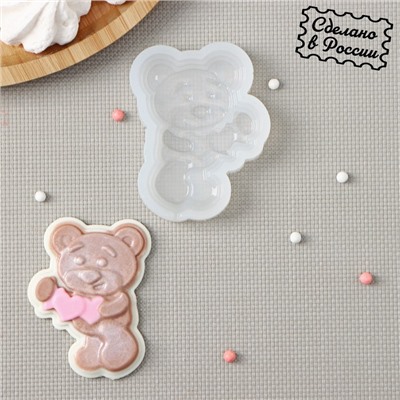 Молд для заливки «Мишка с сердцем», 7×5.3 см, силикон, прозрачный
