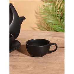 Набор для чаепития «Тёмный утюжок», чайник, 2 чайные пары, керамика