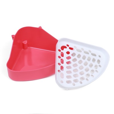 Туалет угловой для кроликов и хорьков, 24×18×11 см, красный