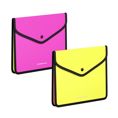 Папка с кнопкой  А5+ 255х210мм 160мкм 55419 Matt Neon обшитая, с текстильной вставкой ErichKrause