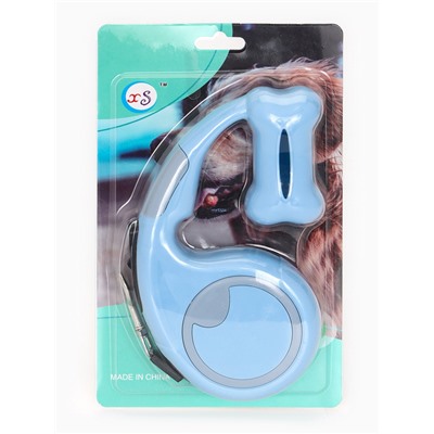 Рулетка - поводок «Косточка», 3 м, с контейнером для пакетов, пластик, голубая