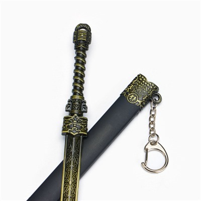 Макет оружия «Сувенирный меч в стиле аниме. Защита», подвесной, брелок, 28 см, чёрный с золотом