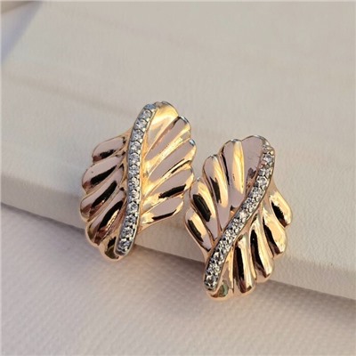 Серьги ювелирная бижутерия коллекция "Дубай", покрытие позолота, вставка: фианиты, цвет: прозрачный, арт.216.417