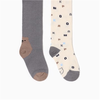 Колготки детские Крошка Я «Буквы», рост 68-74 см, молочный, серый