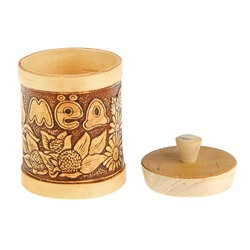 Туес для мёда «Цветочный», 6×9.5 см, береста