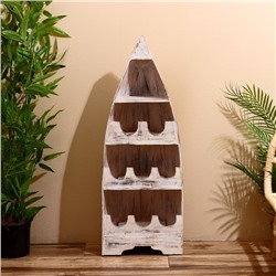 Подставка для бутылок «Лодка», 37×20×100 см, дерево албезия, белая