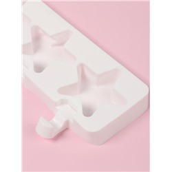 Форма для мороженого Доляна «Звезда», силикон, 28.5×10.5×2 см, 4 ячейки, белая