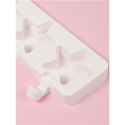 Форма для мороженого Доляна «Звезда», силикон, 28.5×10.5×2 см, 4 ячейки, белая