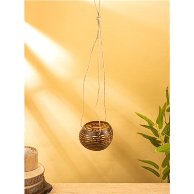 Подсвечник подвесной из кокоса, 8-12 см, коричневый