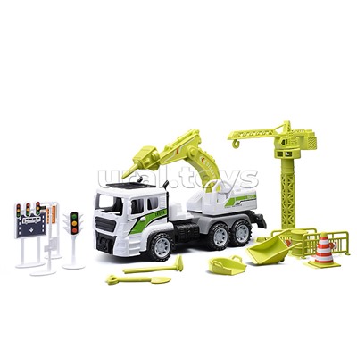 Машина "Строительные работы" с дорожными знаками, в коробке