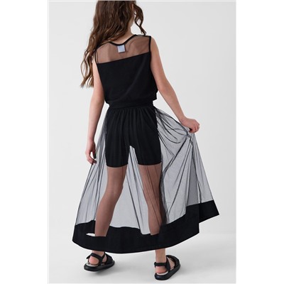 Комплект трикотажный для девочек: фуфайка (футболка), юбка-шорты PLAYTODAY, 1240339