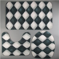 Коврики для ванной и туалета Доляна «Ромбы», 3 шт.: 37×45, 37×45, 45×75 см