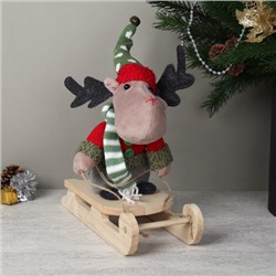 Новогоднее украшение на санях 33х22 см / HZ004 /уп 48/