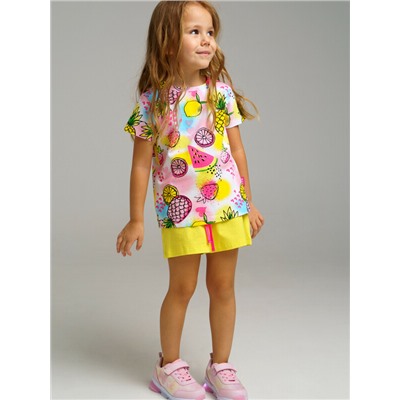 Комплект трикотажный для девочек: фуфайка (футболка), шорты