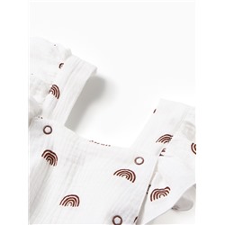 Комбинезон с рюшами Крошка Я Муслин, рост 62-68 см, молочный