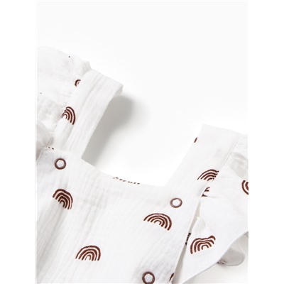 Комбинезон с рюшами Крошка Я Муслин, рост 62-68 см, молочный