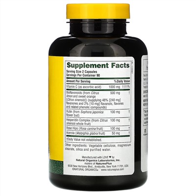 Nature's Plus, Суперкомлекс витаминов С, 180 растительных капсул