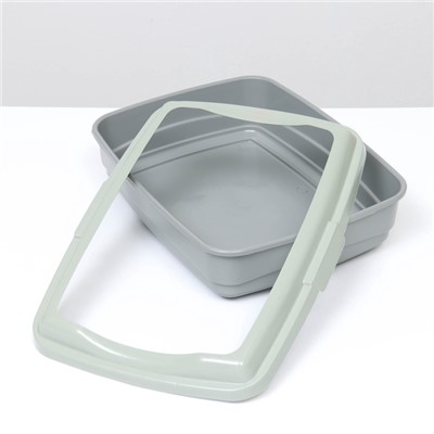 Лоток большой с бортиком Atlantis «Стандарт», 43×33×12.5 см, серый