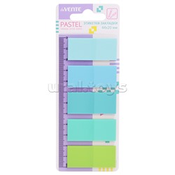 Набор самоклеящихся этикеток-закладок "Pastel" пластиковые полупрозрачные 44x20 мм, 5x20 листов, 5 пастельных цветов
