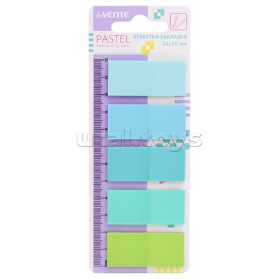 Набор самоклеящихся этикеток-закладок "Pastel" пластиковые полупрозрачные 44x20 мм, 5x20 листов, 5 пастельных цветов