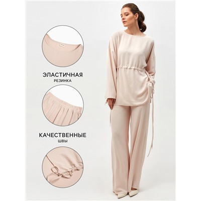 Костюм женский (туника, брюки) MINAKU: Casual Collection, размер 42, бежевый