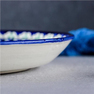 Ляган узбекский Риштанская Керамика «Узоры», d=25 см, синий