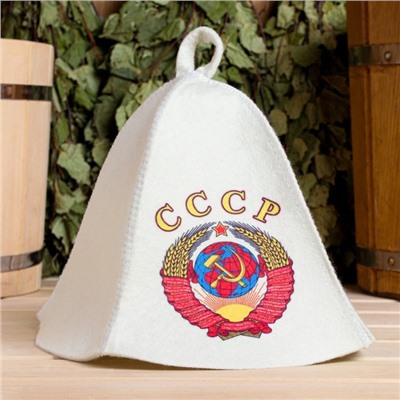 Набор для бани с принтом «СССР», 5 предметов: шапка, рукавица, коврик, портфель, мочалка, «Добропаровъ»