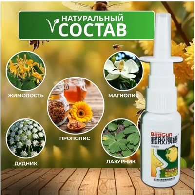 Спрей (термальная вода) для носа с пчелиным прополисом BeeGun, 20 мл.