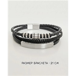 Браслет из стали на кожаном ремешке