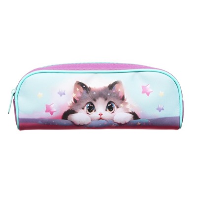Пенал школьный, текстиль, 8×21×4 см«Кот корея»